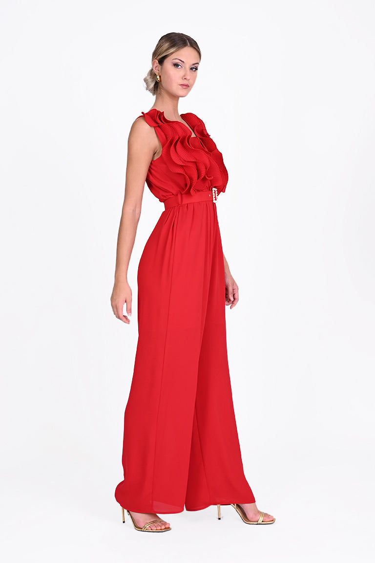 Tuta chiffon con rouches plisse'