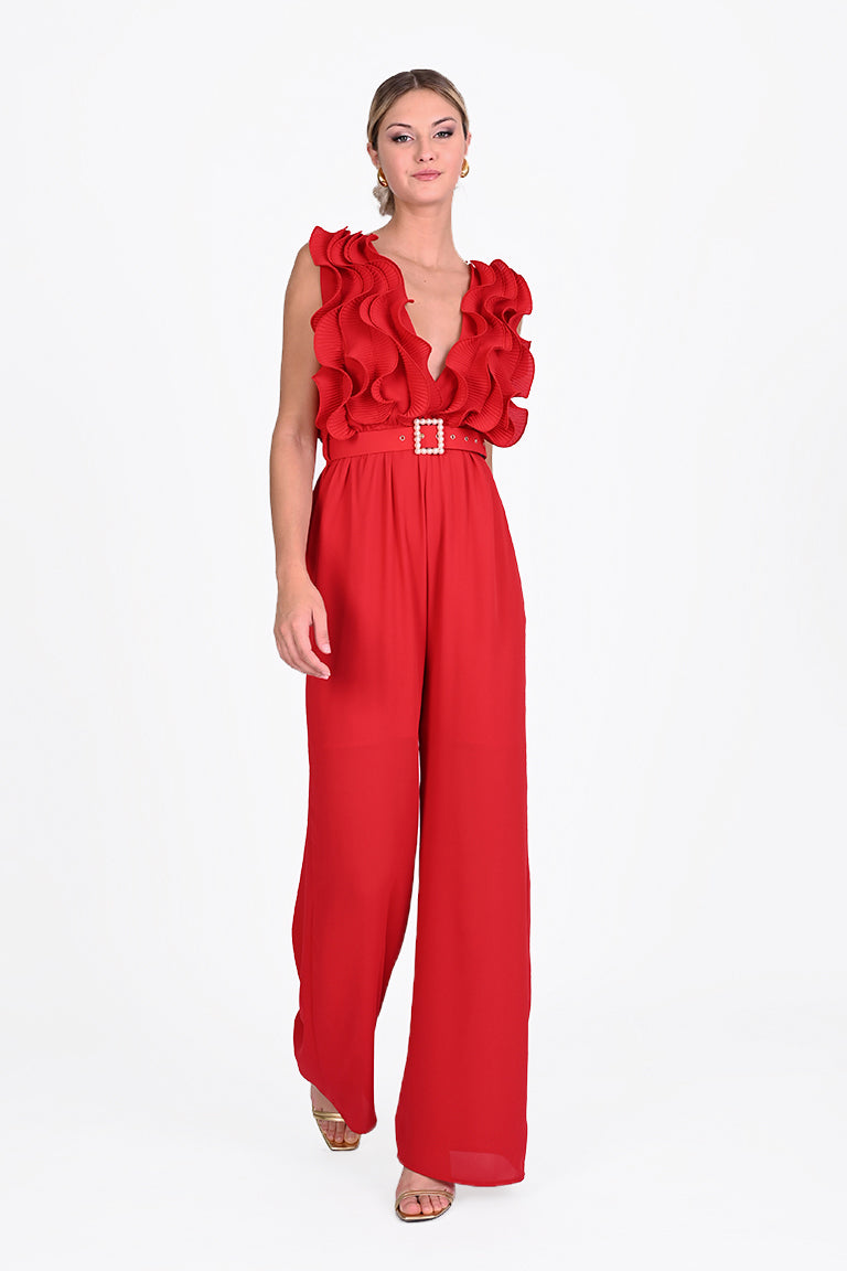 Tuta chiffon con rouches plisse'