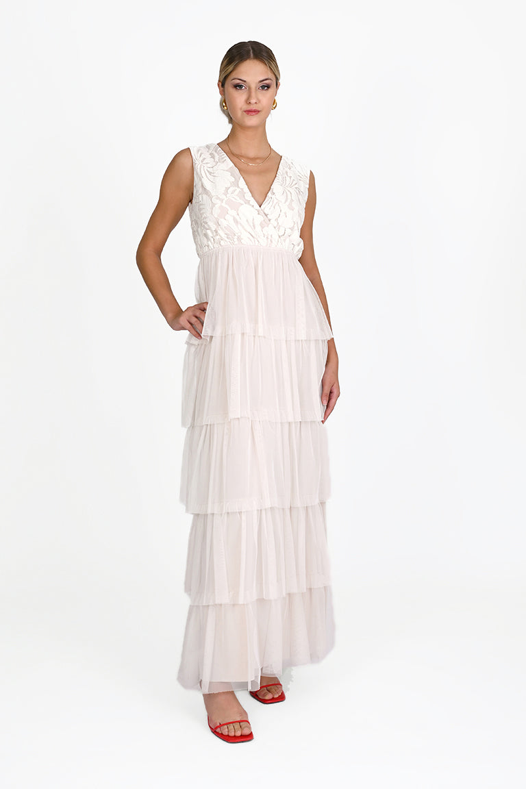 Abito tulle corpetto macrame'
