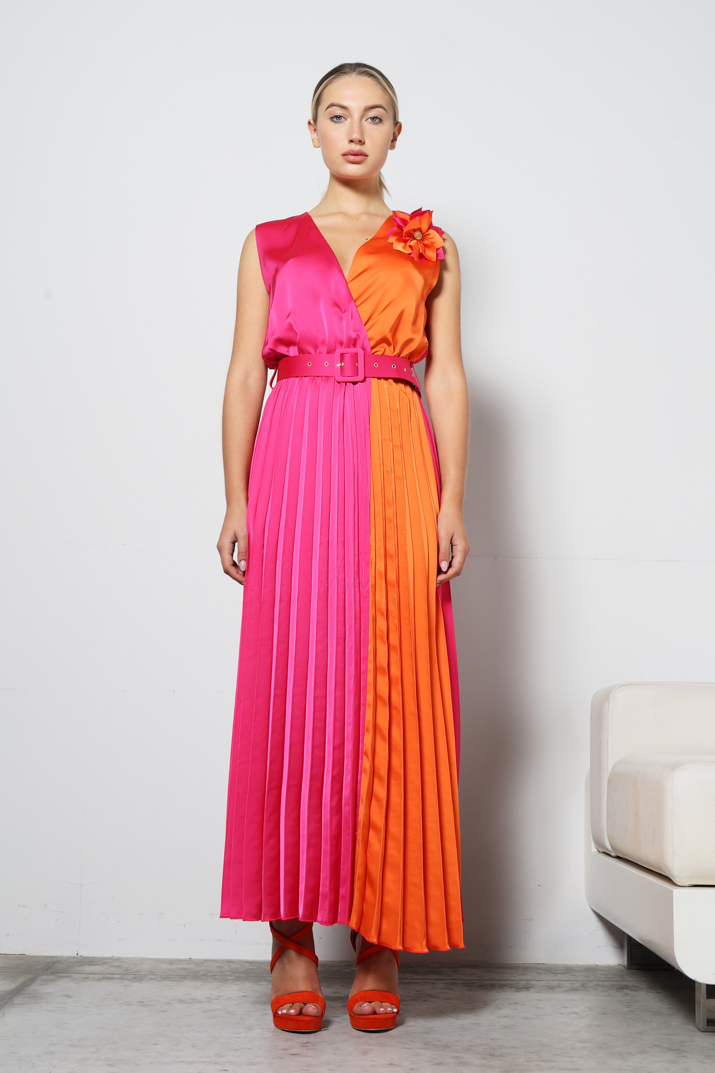 Abito satin bicolor
