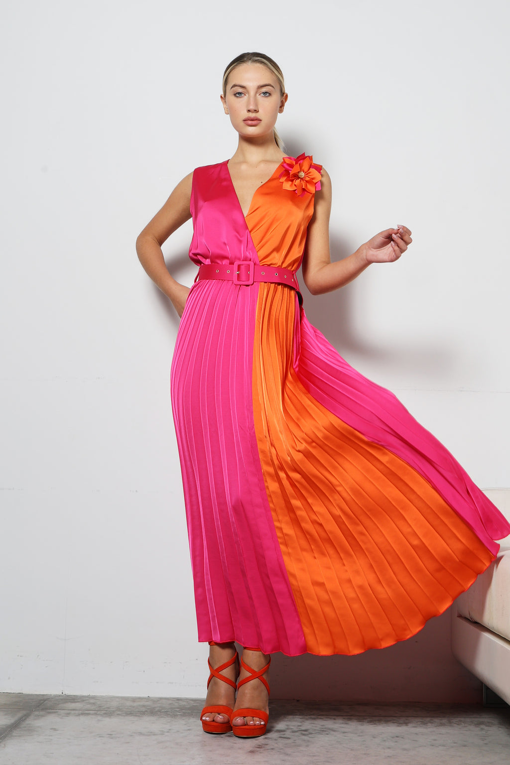 Abito satin bicolor