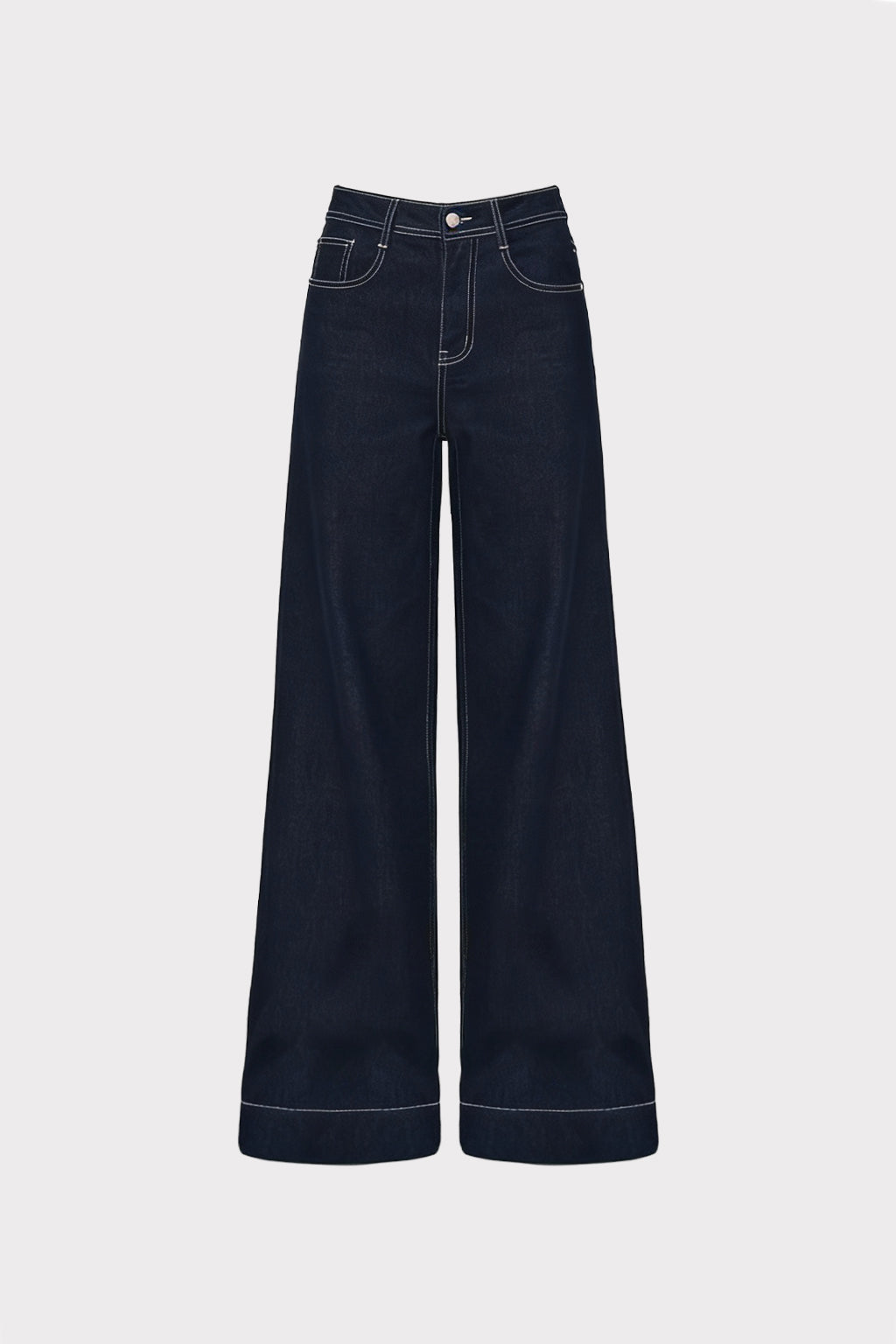 Jeans denim scuro wide leg