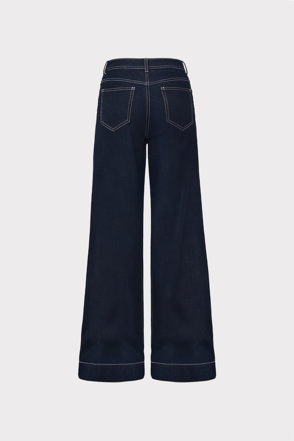 Jeans denim scuro wide leg