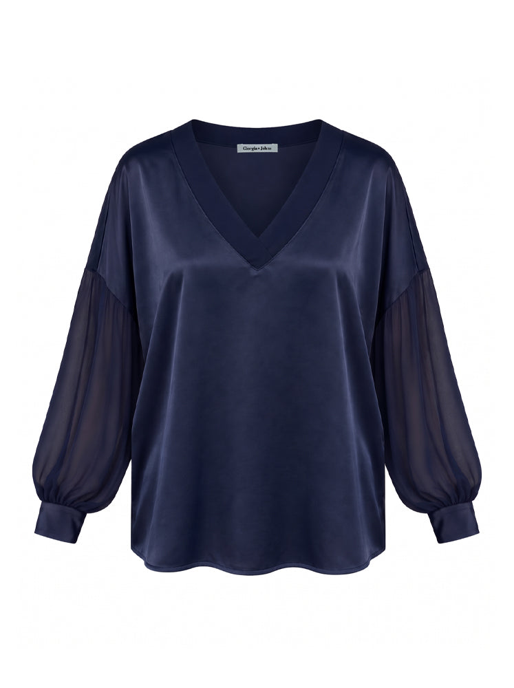 Blusa bimaterica scollo a V