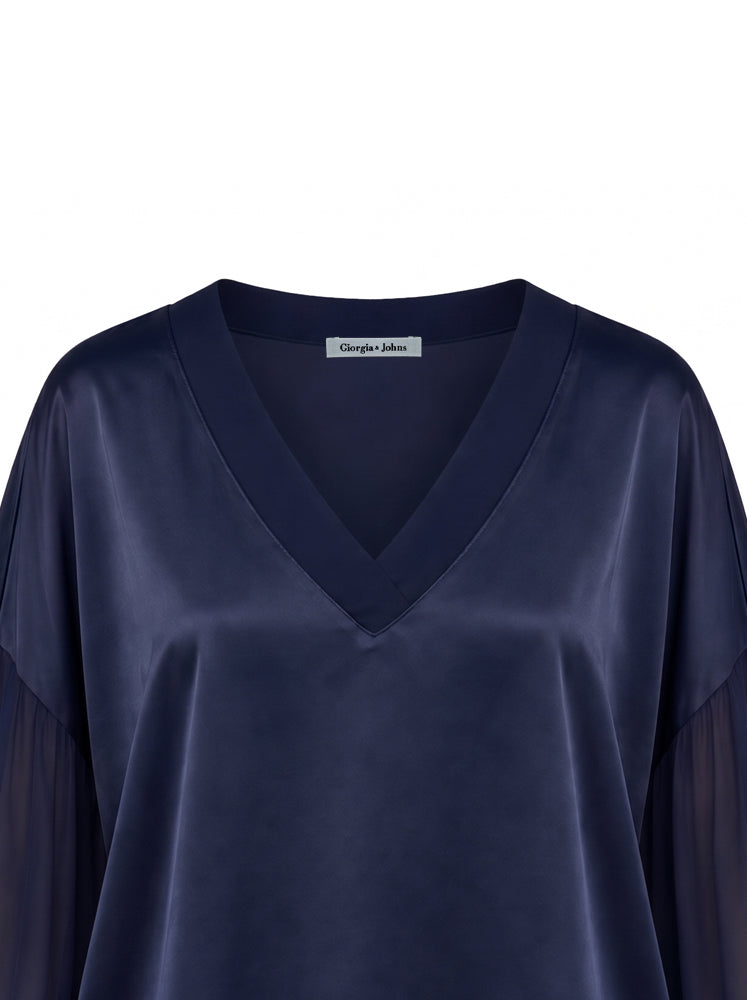 Blusa bimaterica scollo a V