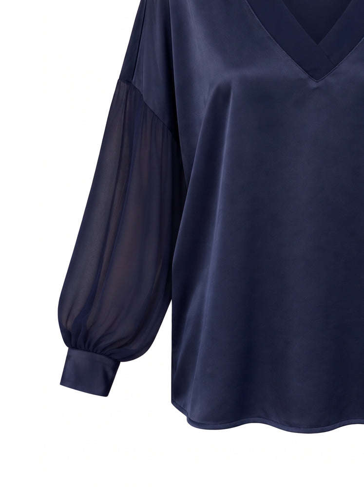 Blusa bimaterica scollo a V