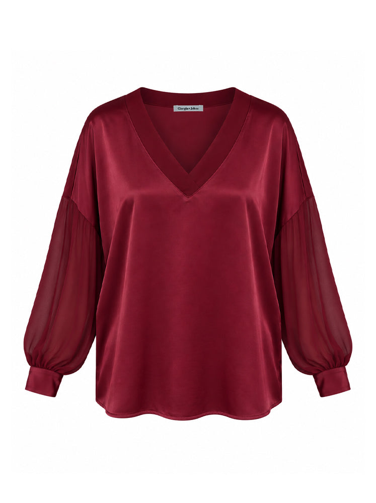 Blusa bimaterica scollo a V
