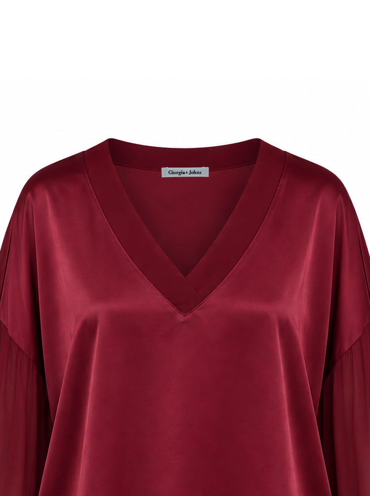Blusa bimaterica scollo a V