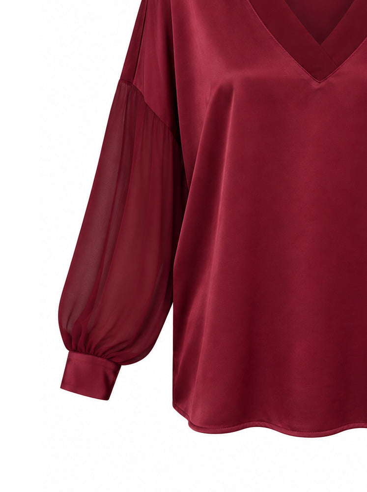 Blusa bimaterica scollo a V