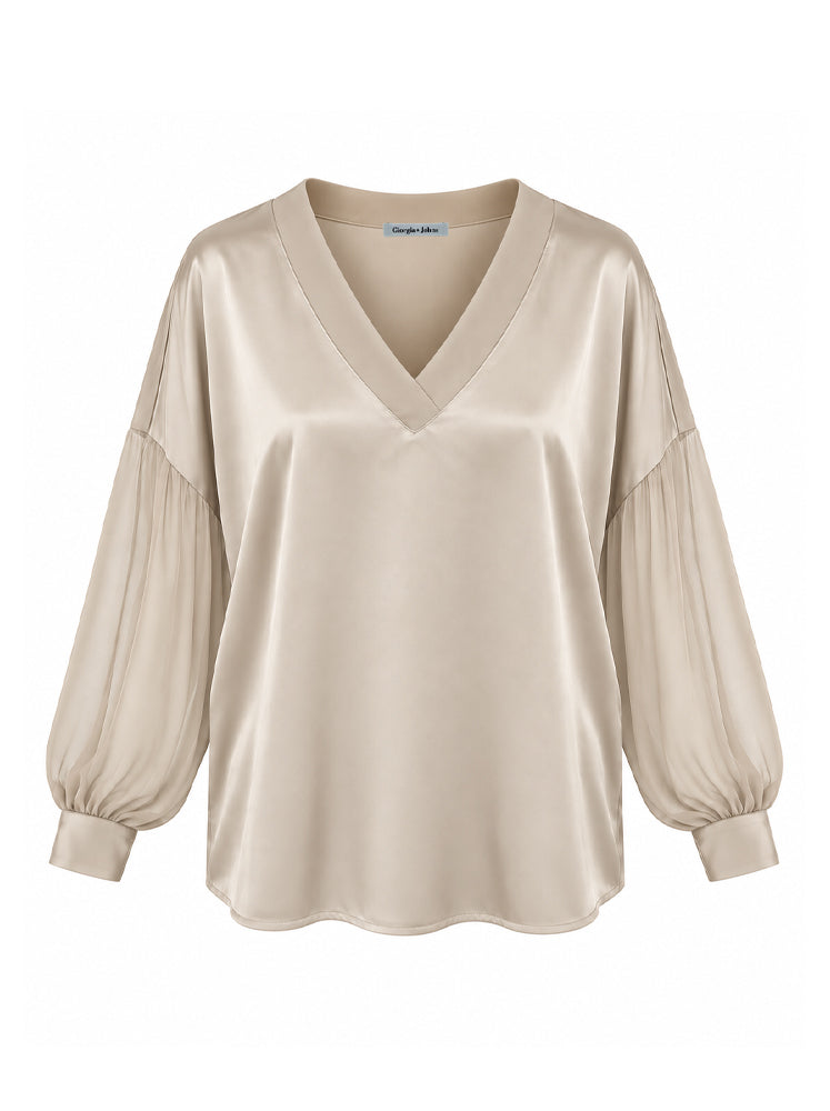 Blusa bimaterica scollo a V