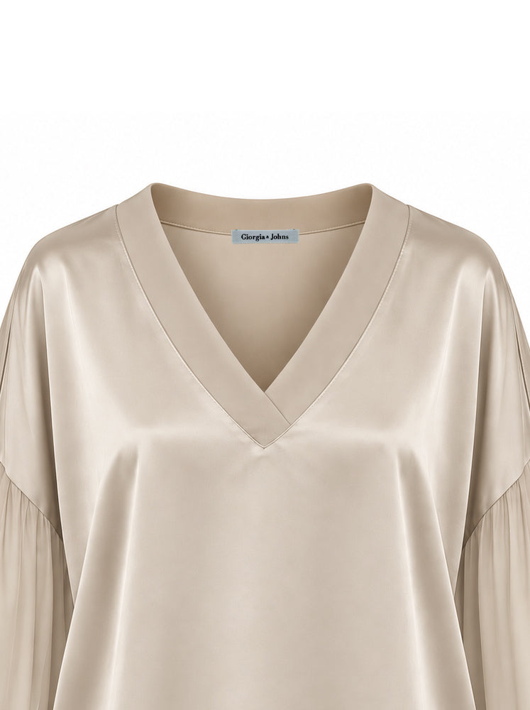 Blusa bimaterica scollo a V