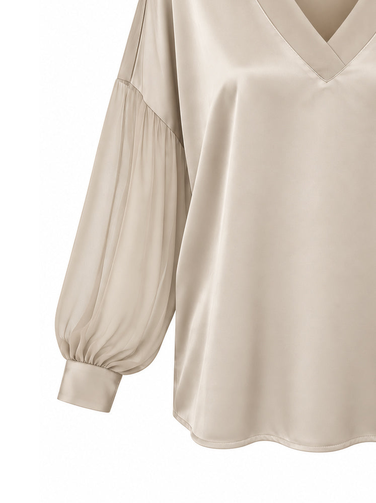 Blusa bimaterica scollo a V