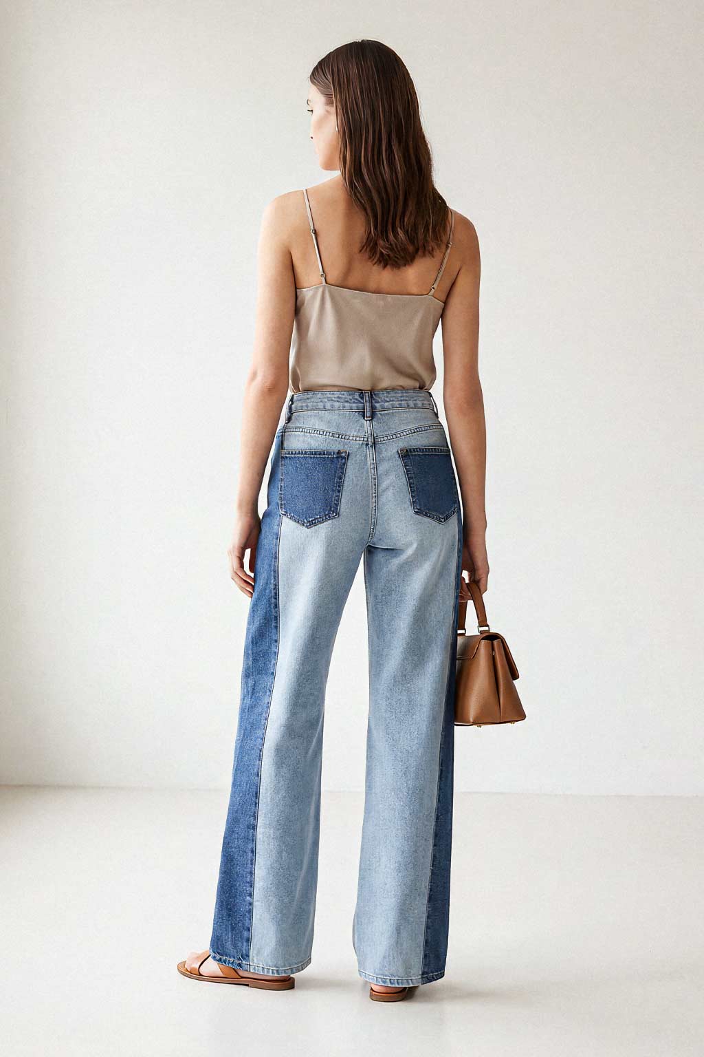 Jeans ampio bicolor