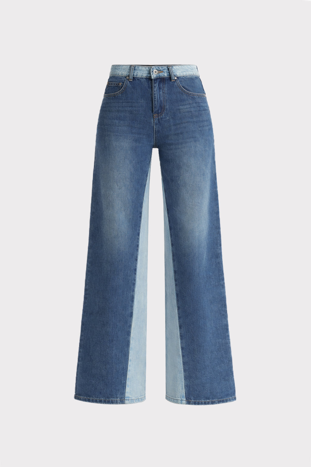 Jeans ampio bicolor