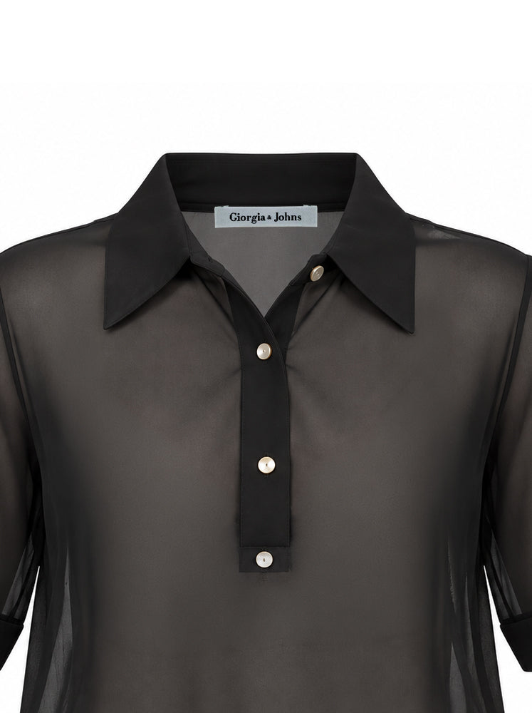 Blusa chiffon collo camicia
