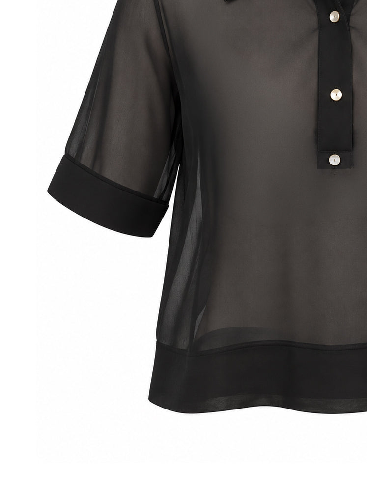 Blusa chiffon collo camicia