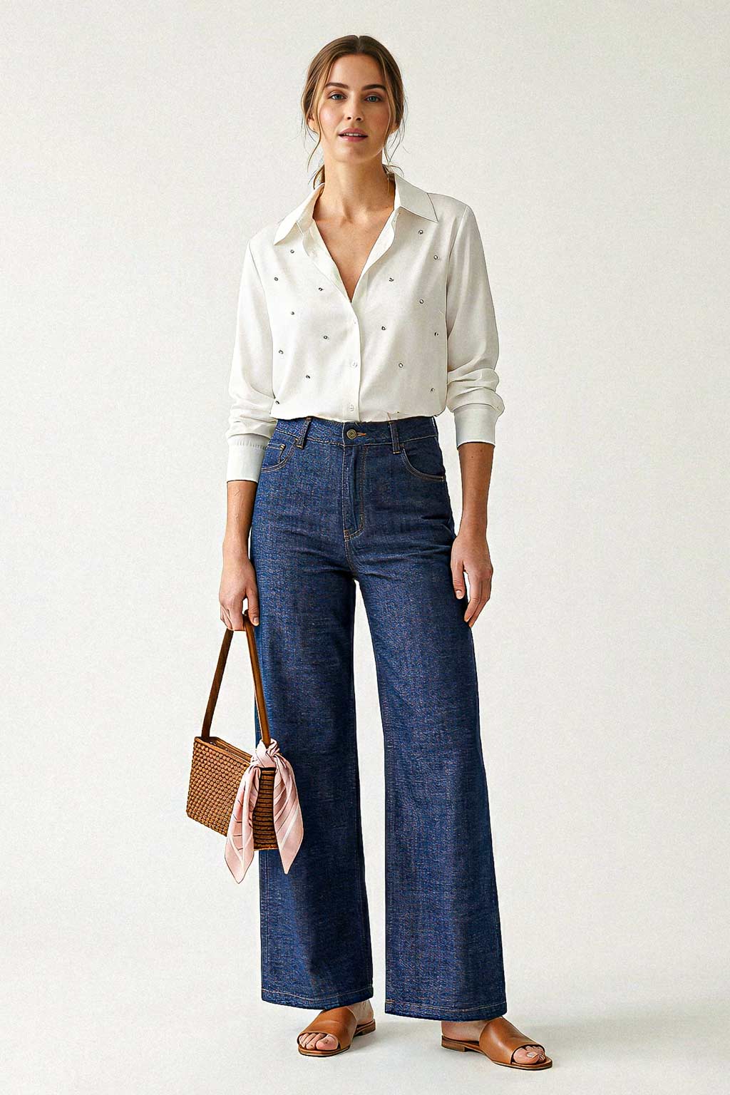 Jeans scuro gamba ampia