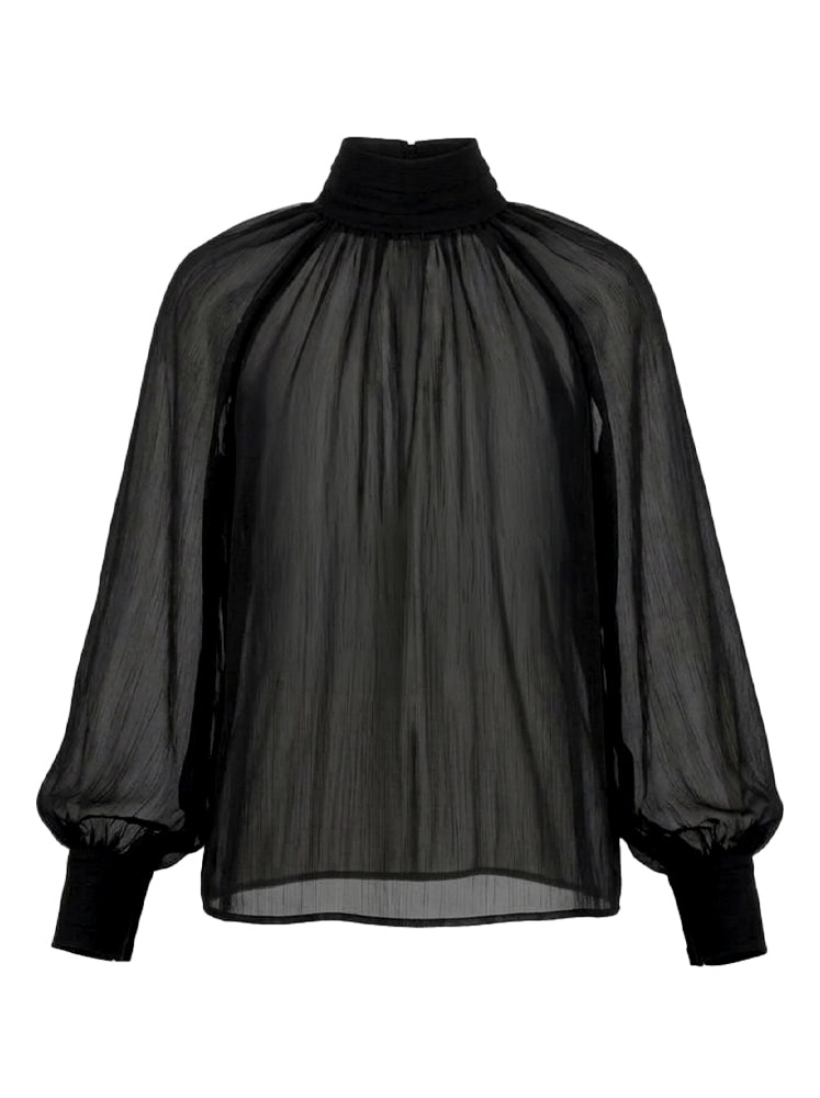 Blusa chiffon collo alto