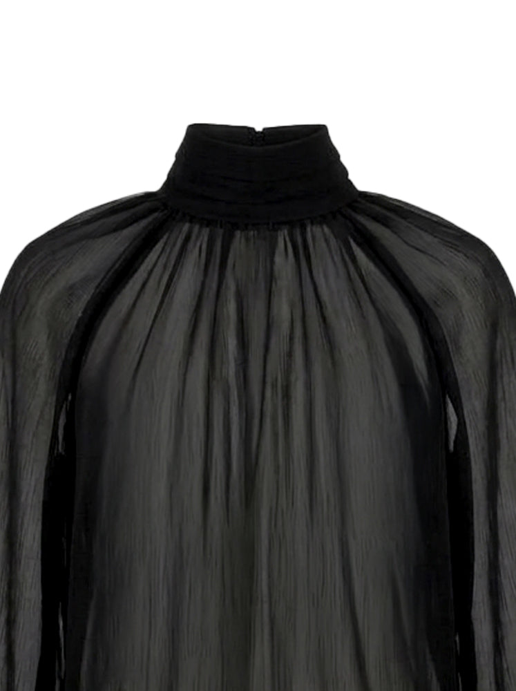 Blusa chiffon collo alto
