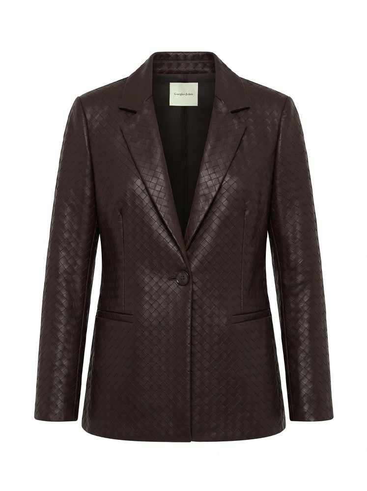 Blazer monopetto in ecopelle