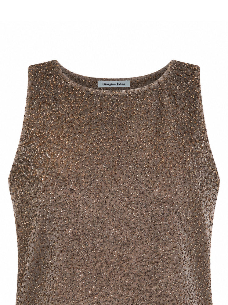 Top smanicato in lurex