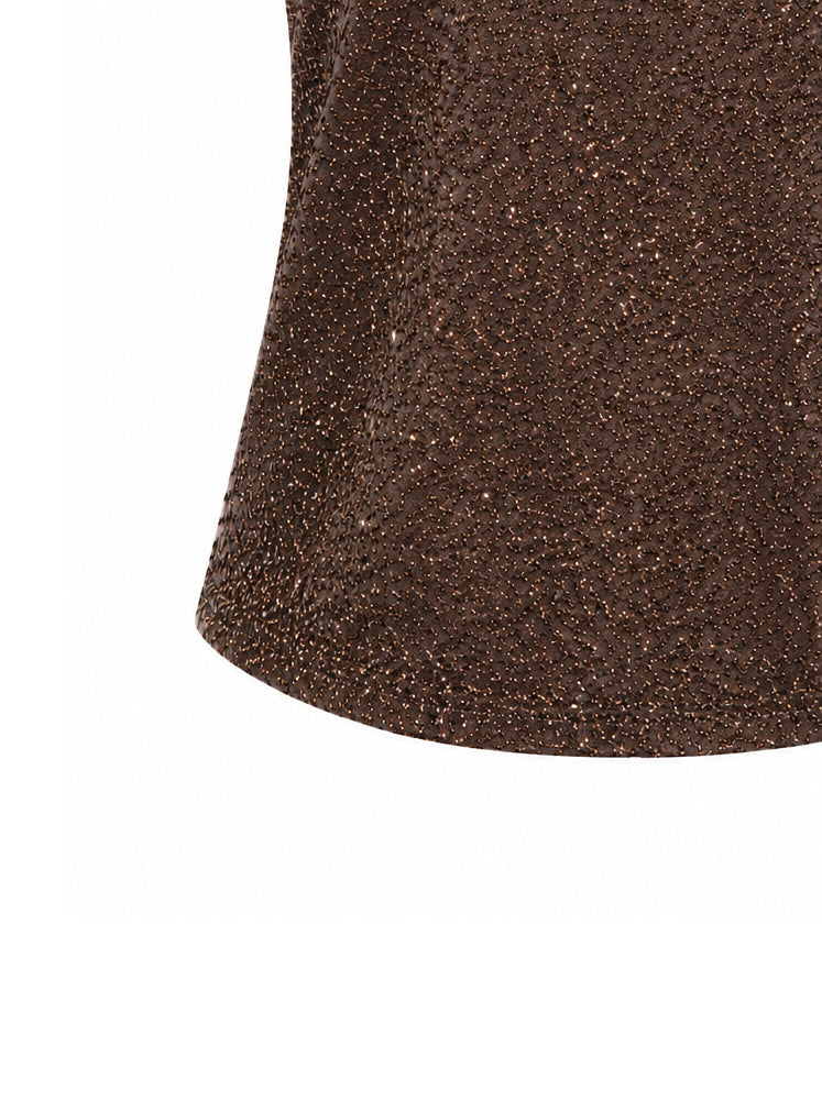 Top smanicato in lurex