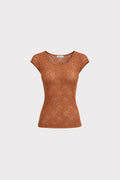Top ricamo microrete