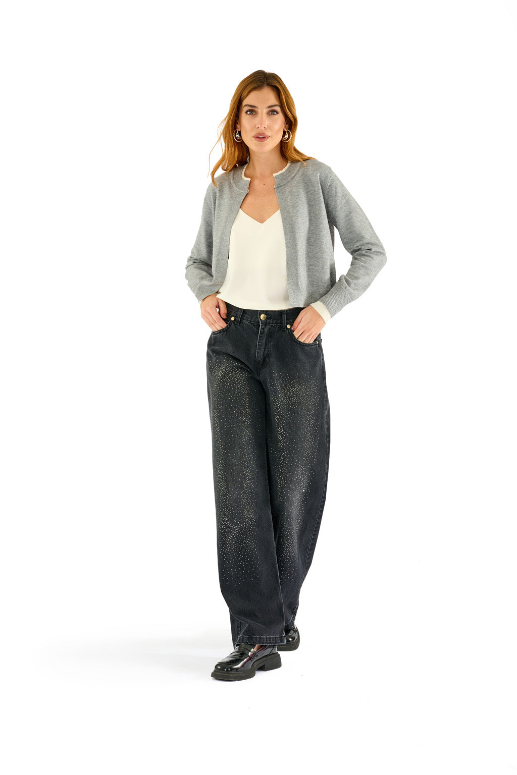 Cardigan corto girocollo