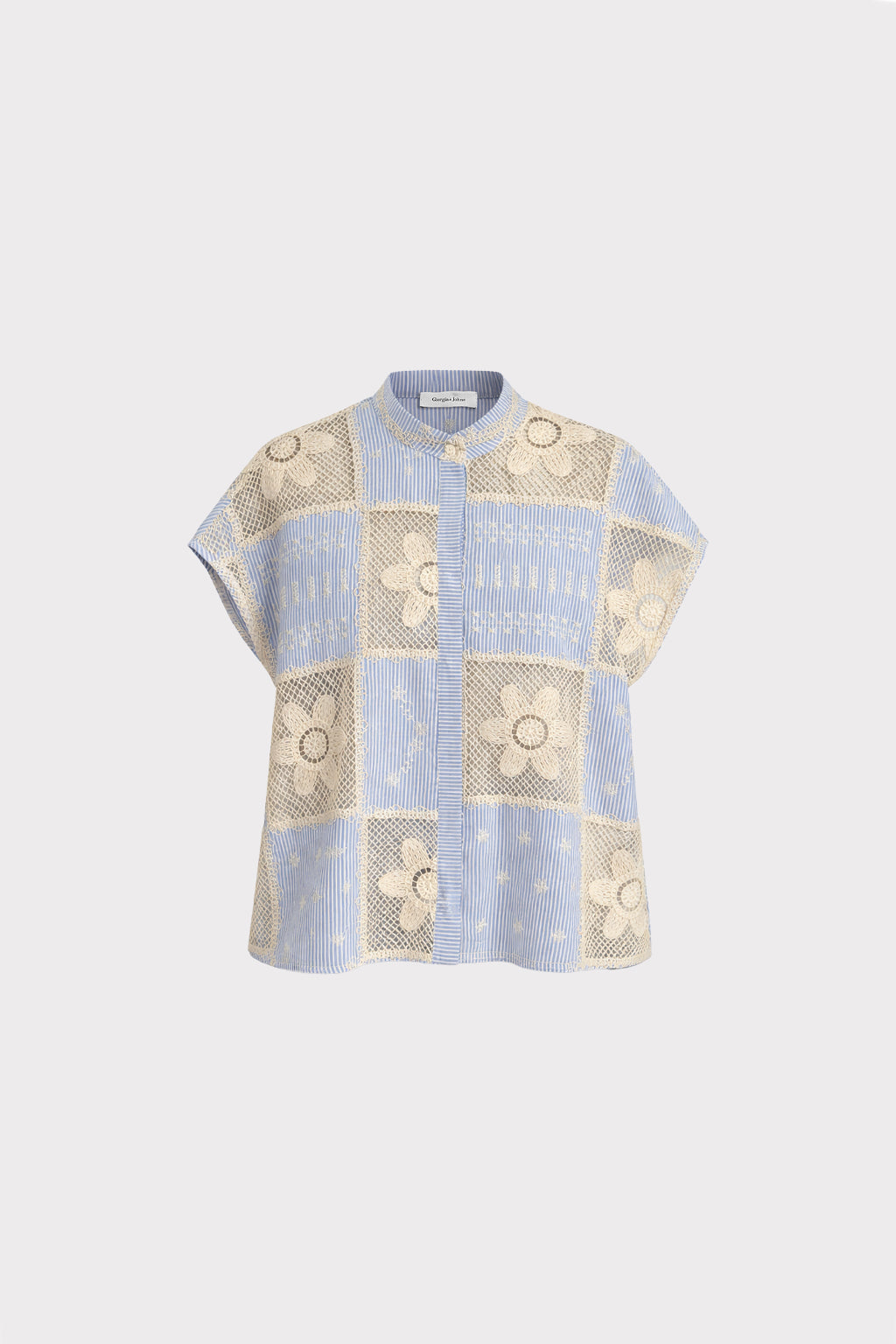 Camicia righe inserti pizzo