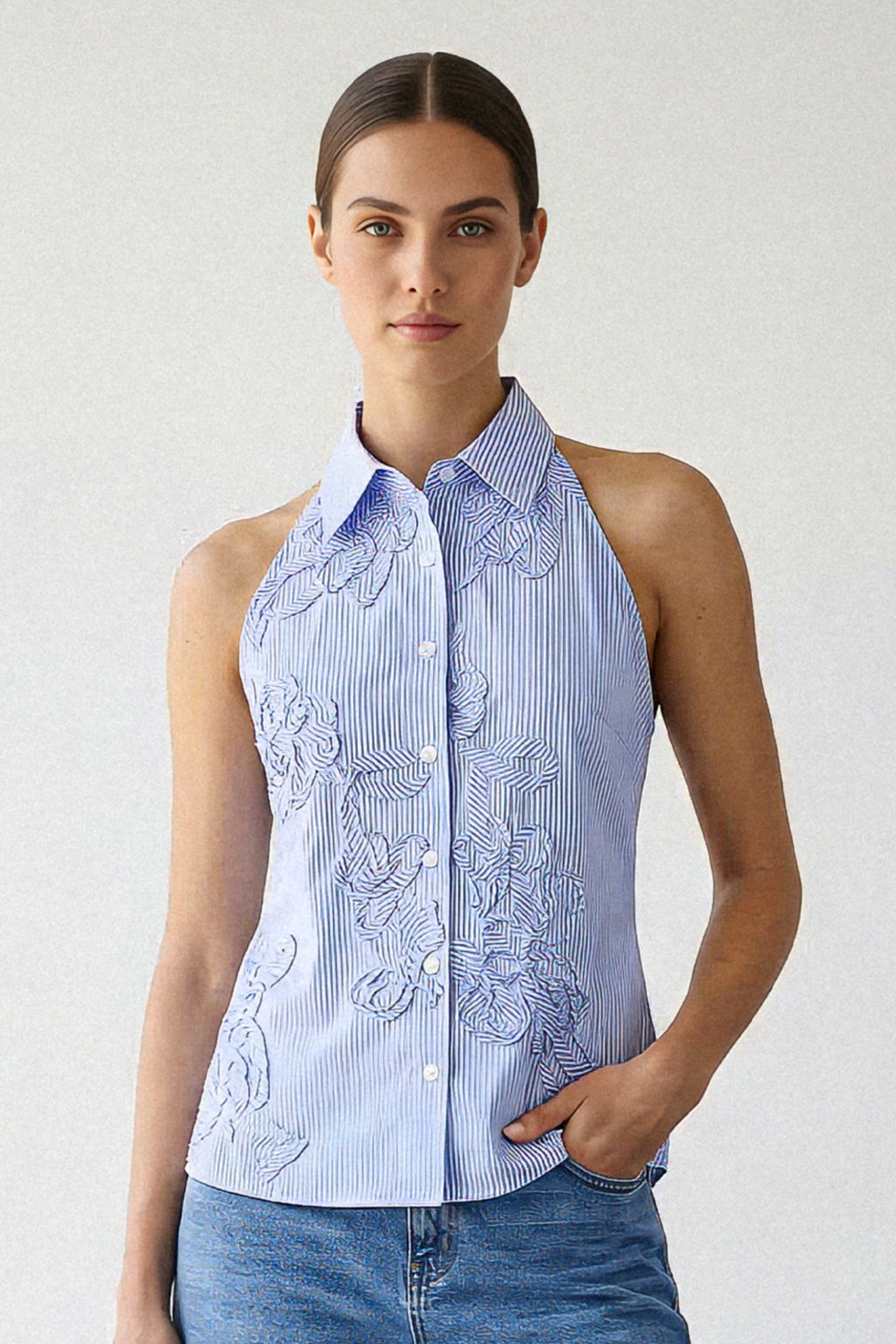Top camicia righe