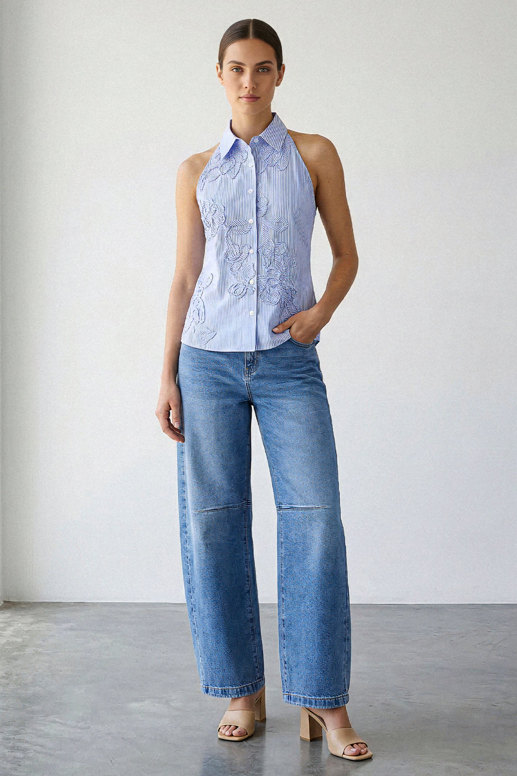Top camicia righe