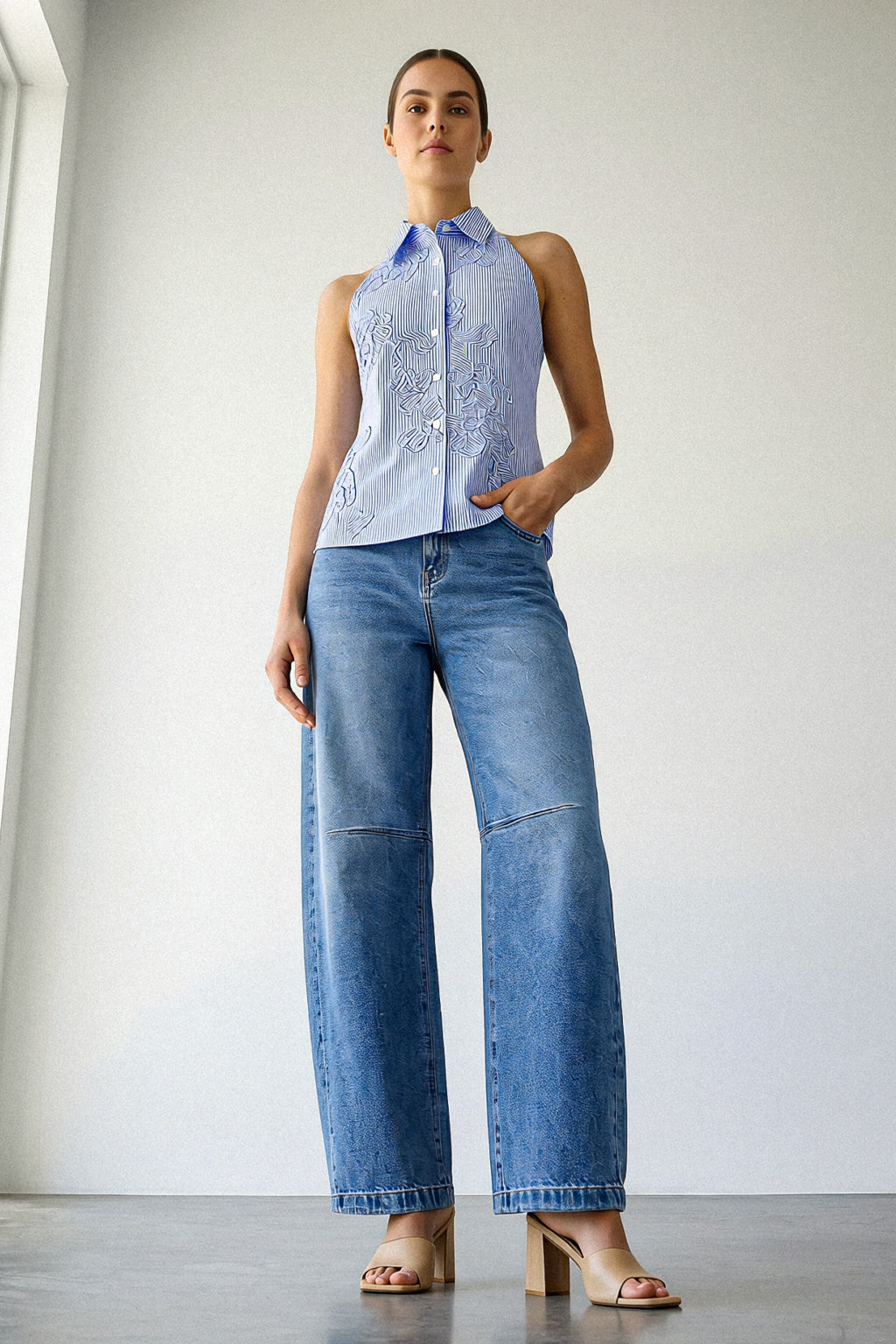 Top camicia righe