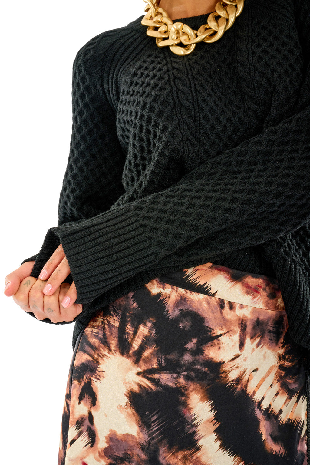 Maglione lavorazione trecce