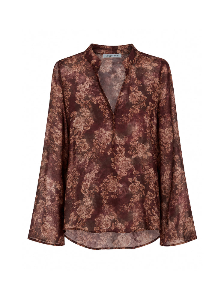 Blusa floreale scollo a V