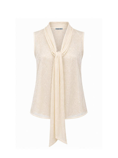 Top jacquard con fiocco