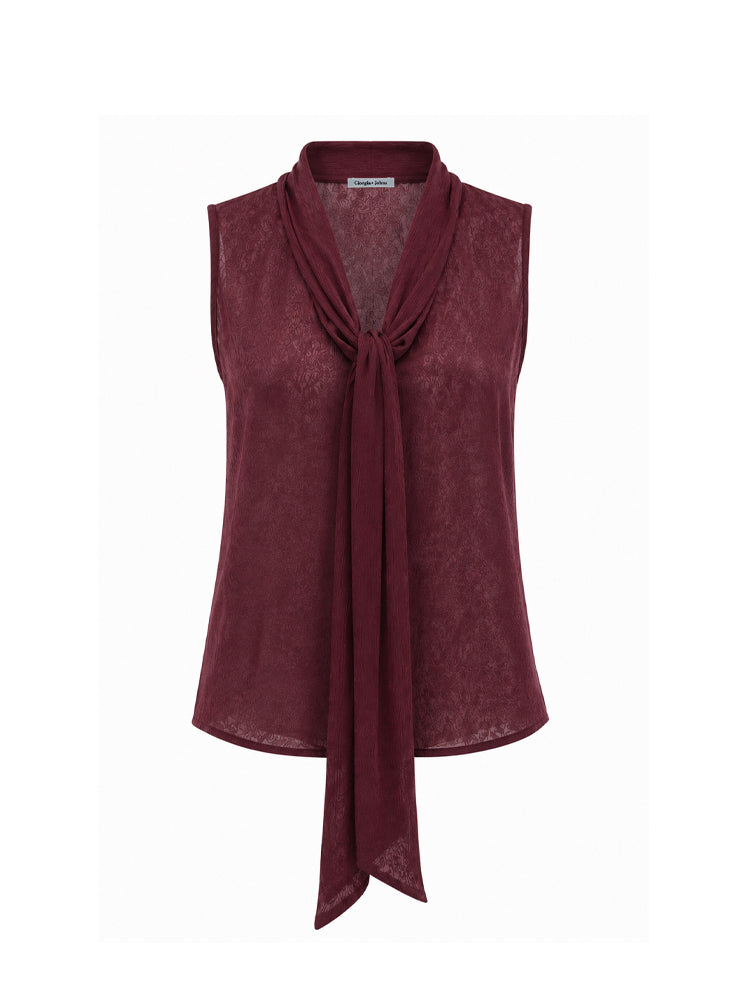 Top jacquard con fiocco