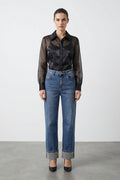 Jeans con risvolto gioiello