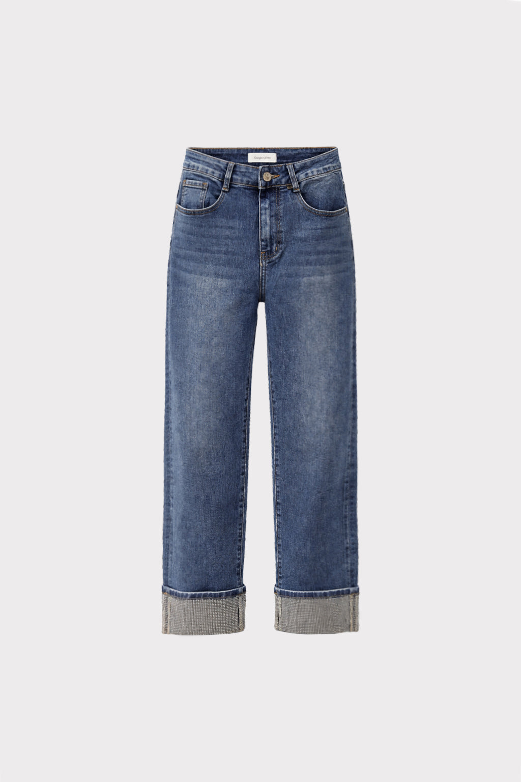 Jeans con risvolto gioiello