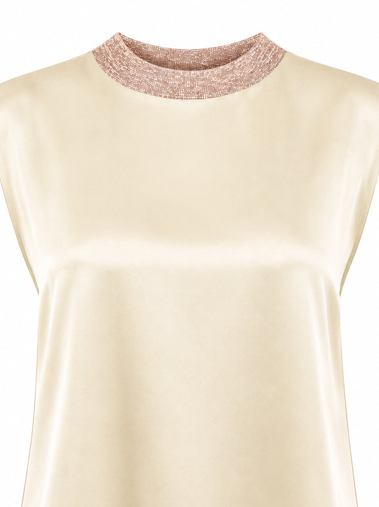 Top collo in costina lurex