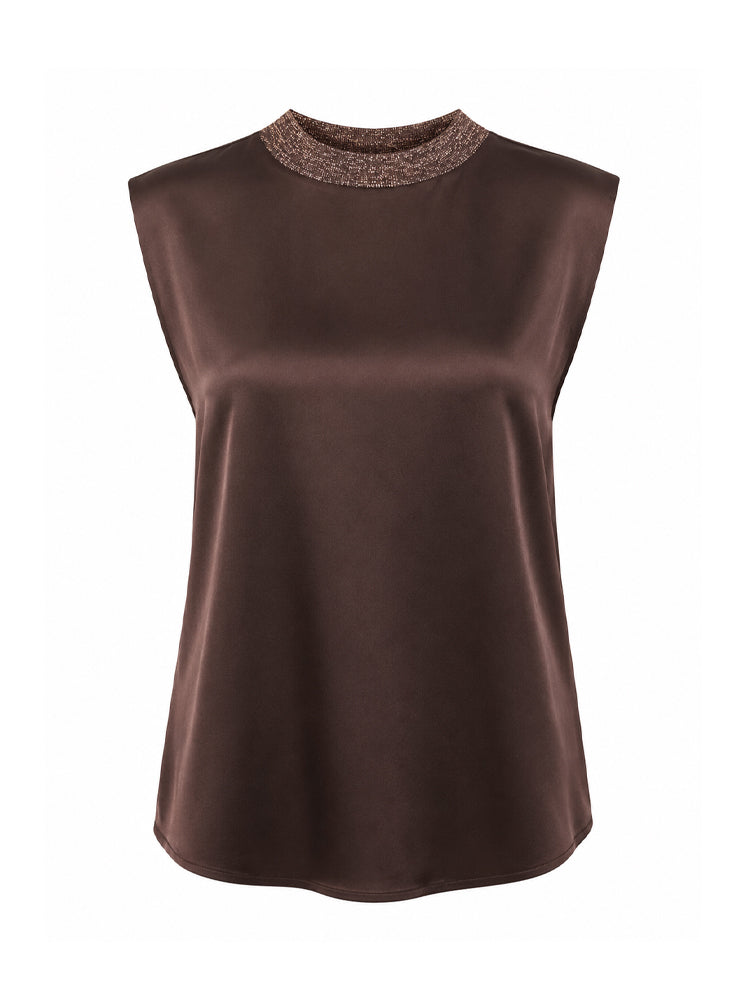 Top collo in costina lurex