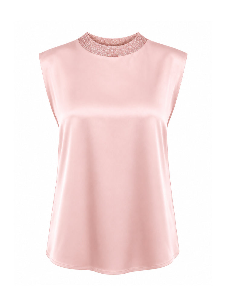 Top collo in costina lurex