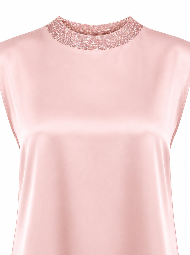 Top collo in costina lurex