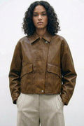 Giacca ecopelle cropped