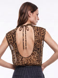 Top georgette stampa macula