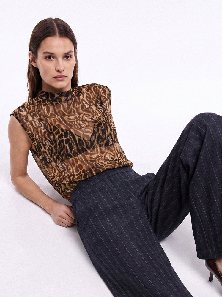 Top georgette stampa macula