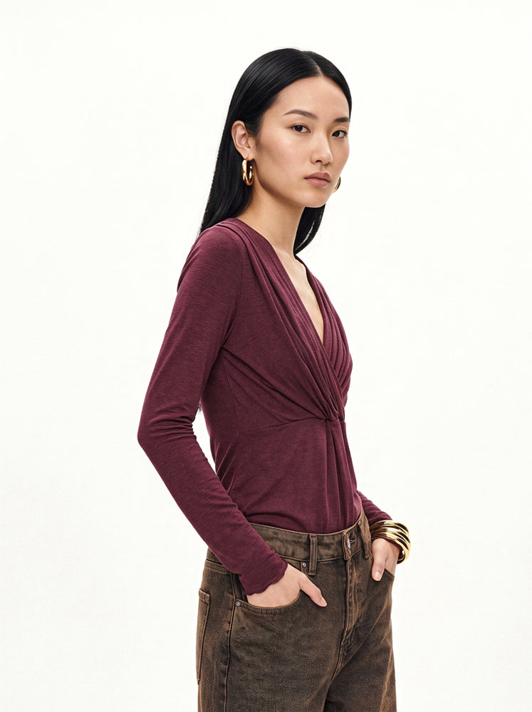 Blusa incrociata in jersey