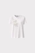 T-shirt con applicazione e perle