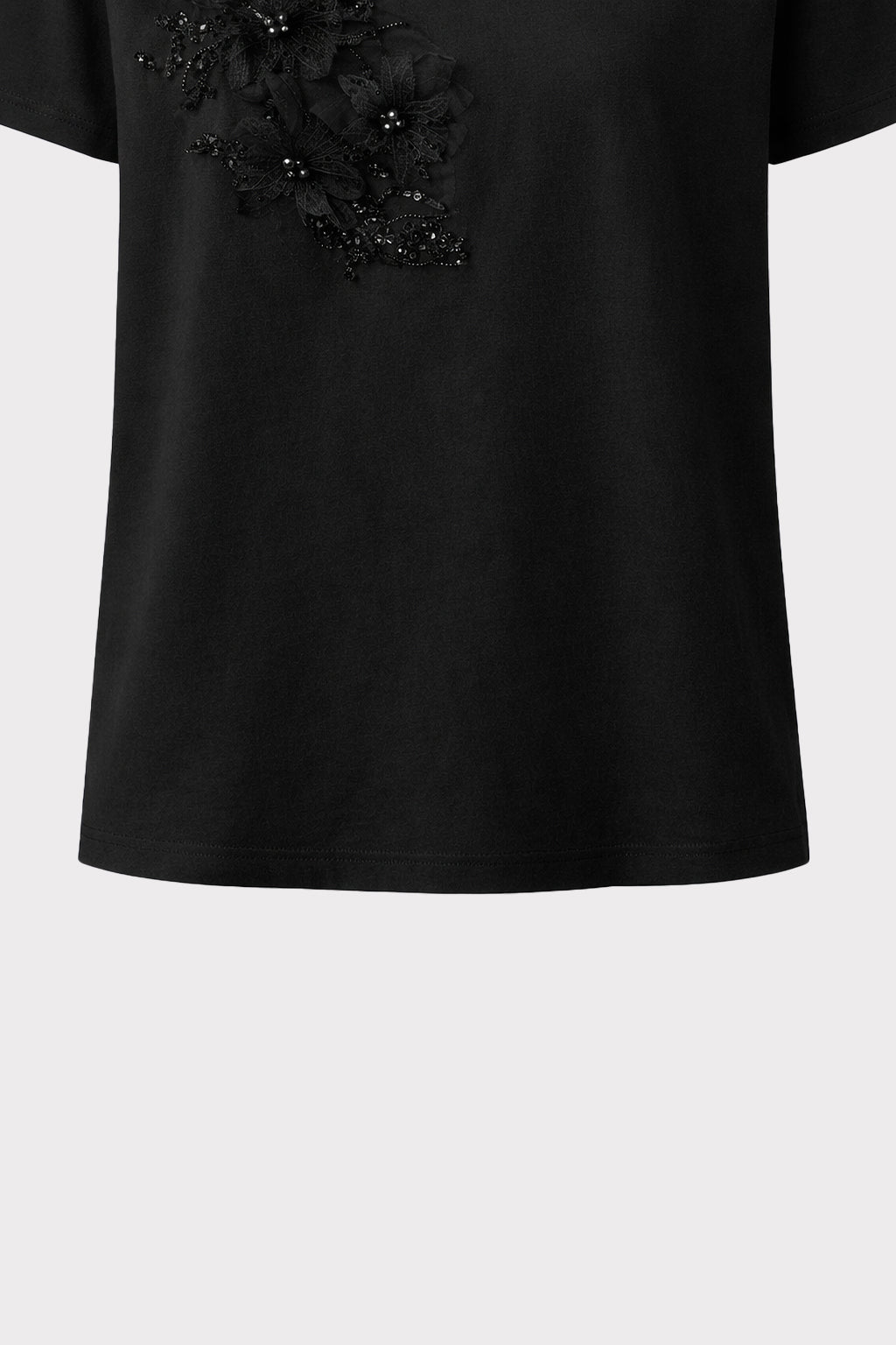 T-shirt con applicazione e perle
