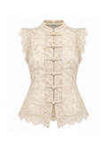 Blusa pizzo con alamari