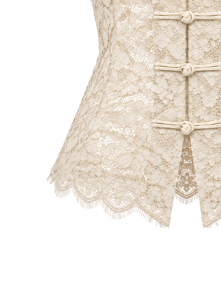 Blusa pizzo con alamari